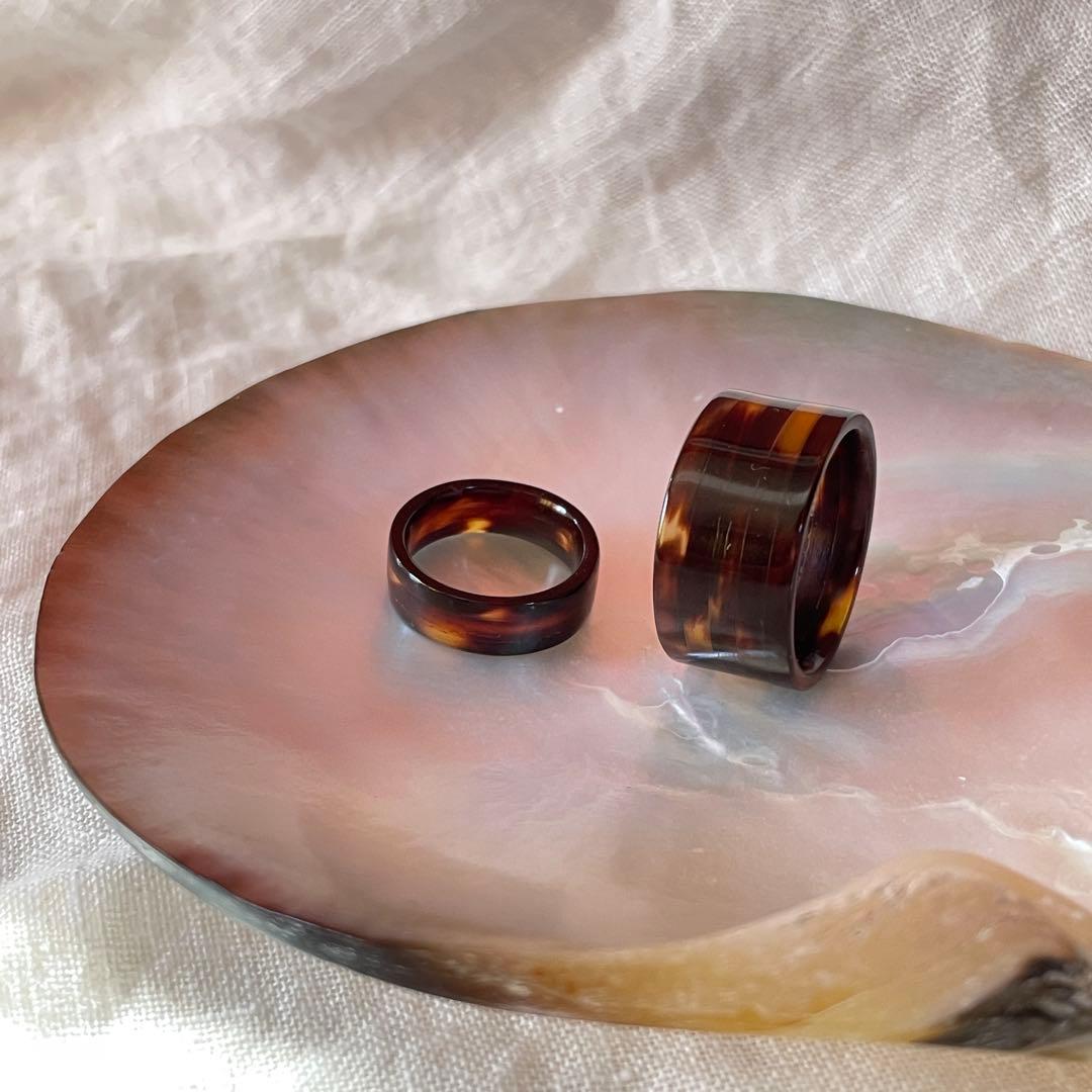moと様　2点 ◎べっ甲(本物)12㎜幅 18号と6㎜幅8号リング