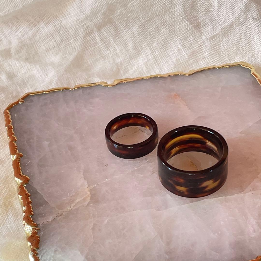 moと様　2点 ◎べっ甲(本物)12㎜幅 18号と6㎜幅8号リング