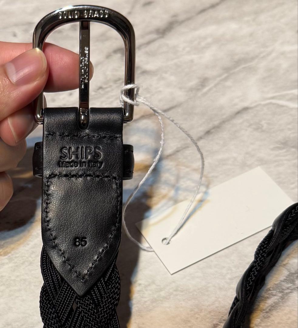 新品未使用 シップス コンビネーション レザーメッシュベルト ブラック