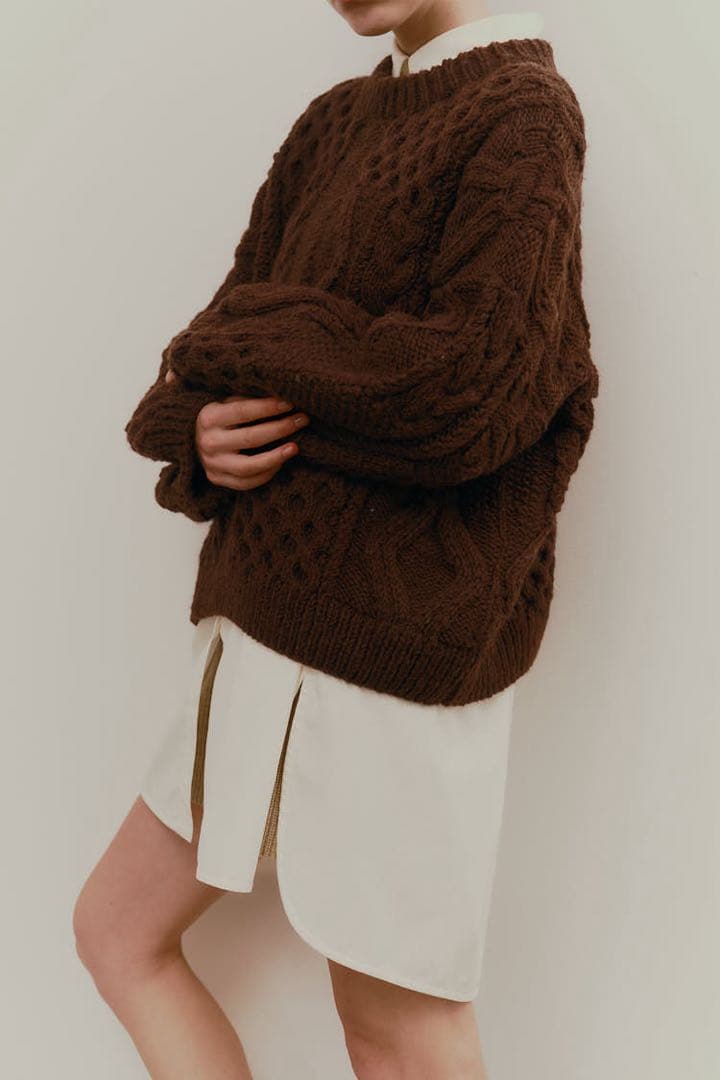 最終値下げ！　machatt ケーブルハンドニット　ブラウン
