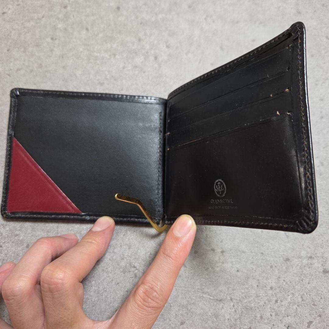 GLEN　グレンロイヤル ブライドルレザー マネークリップ 黒　赤