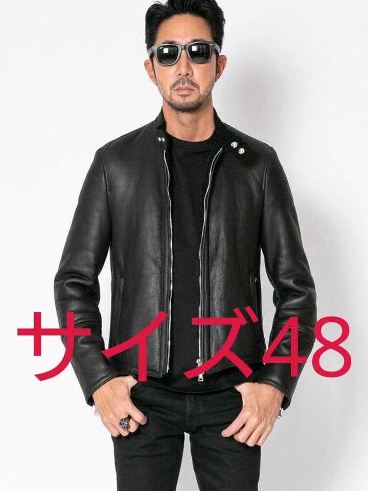 エンメティ アッカ H 黒 48 ムートン ジャケット 干場 EMMETI