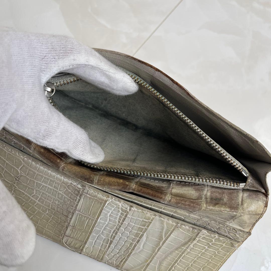 （定価110000円）ヒマラヤ クロコダイル 本革 長財布 希少 高価 ワニ