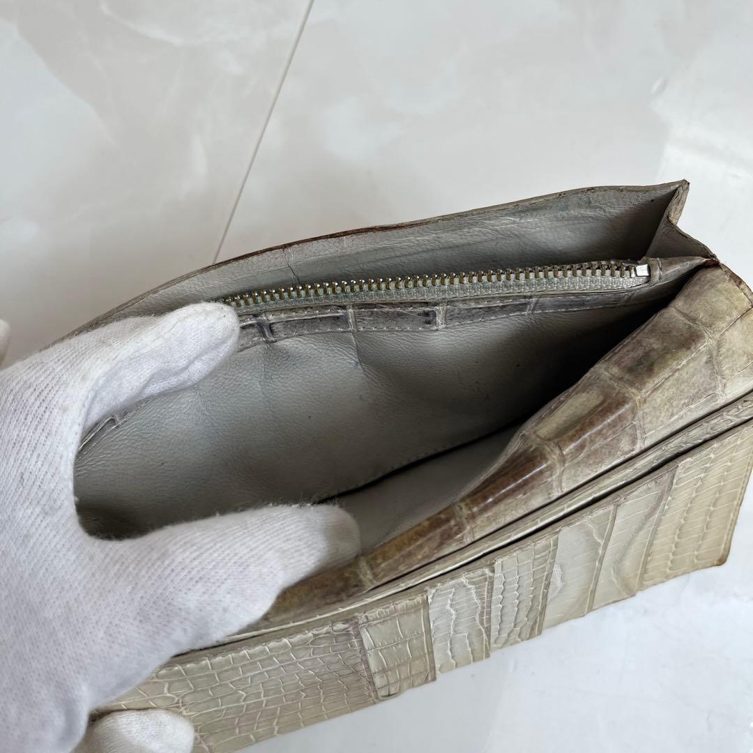 （定価110000円）ヒマラヤ クロコダイル 本革 長財布 希少 高価 ワニ