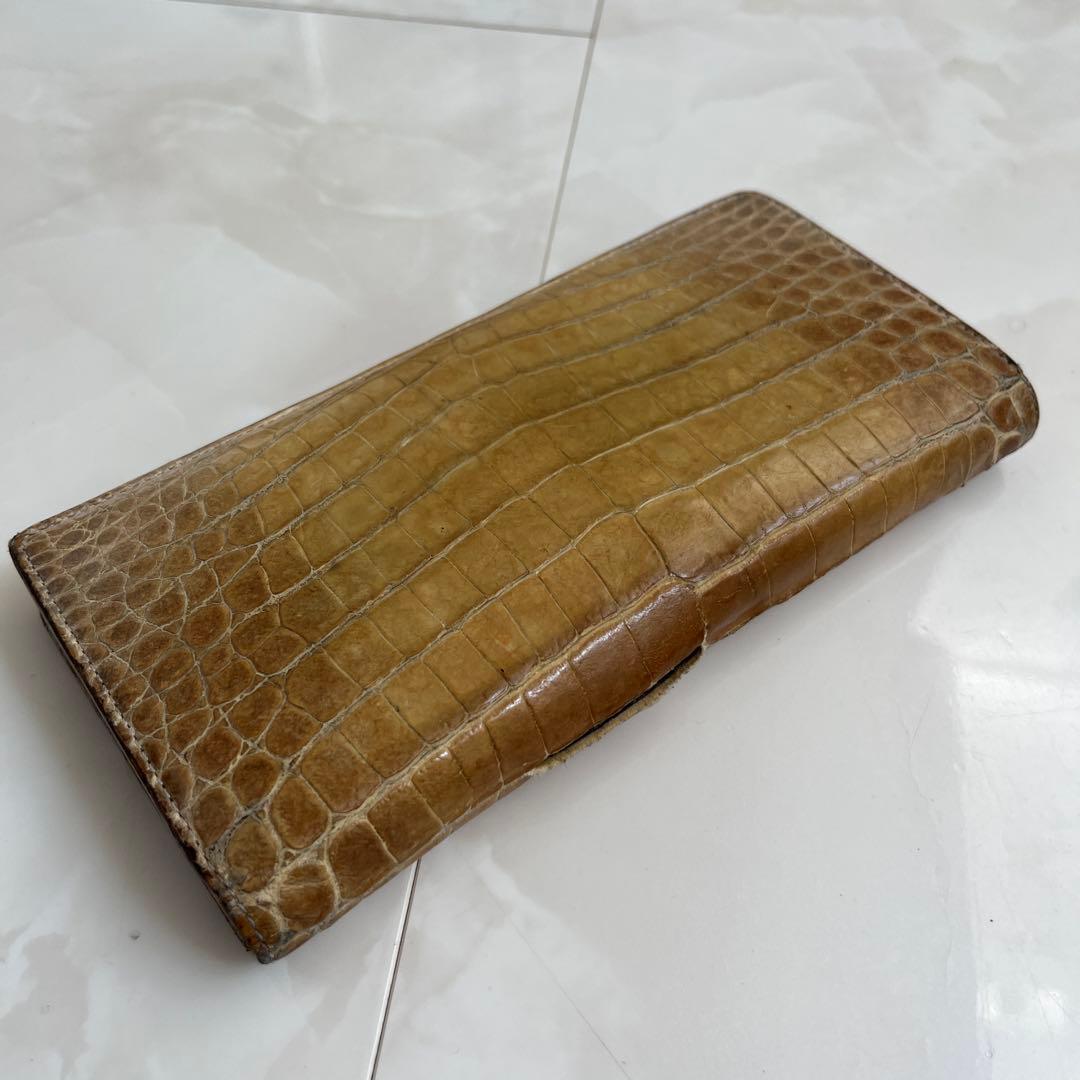 （定価110000円）ヒマラヤ クロコダイル 本革 長財布 希少 高価 ワニ