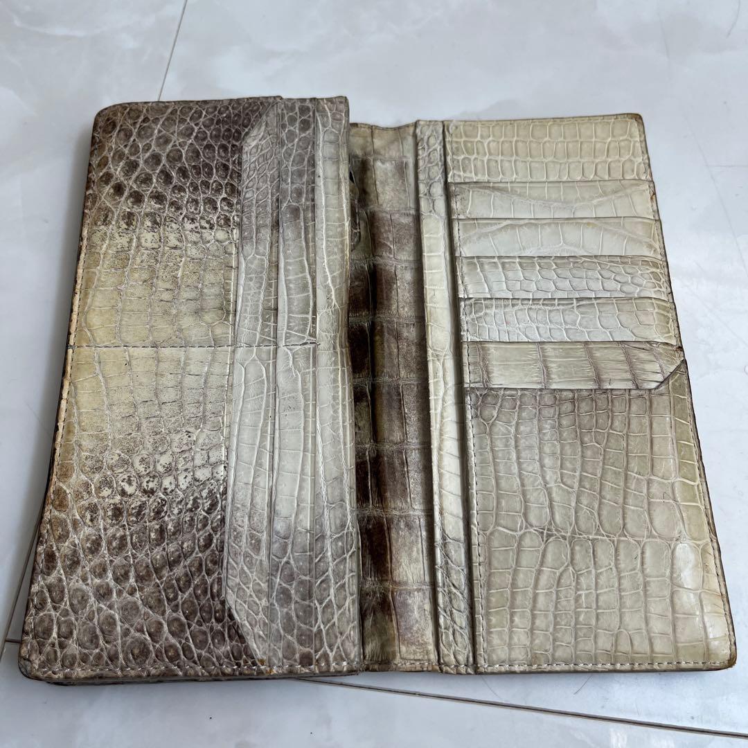 （定価110000円）ヒマラヤ クロコダイル 本革 長財布 希少 高価 ワニ