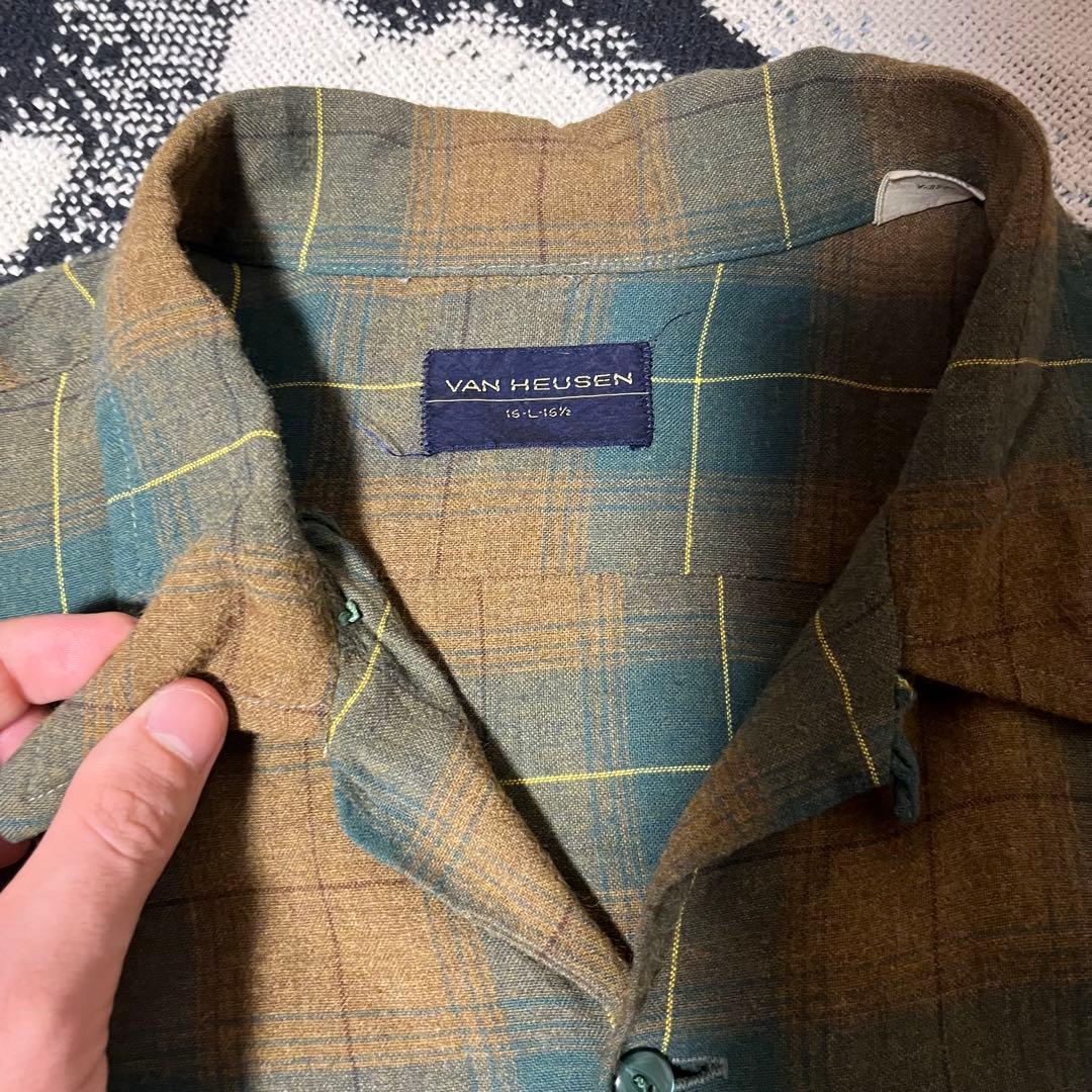 60sレーヨンシャツ オンブレチェック ヴィンテージ （ギャバジン 50s