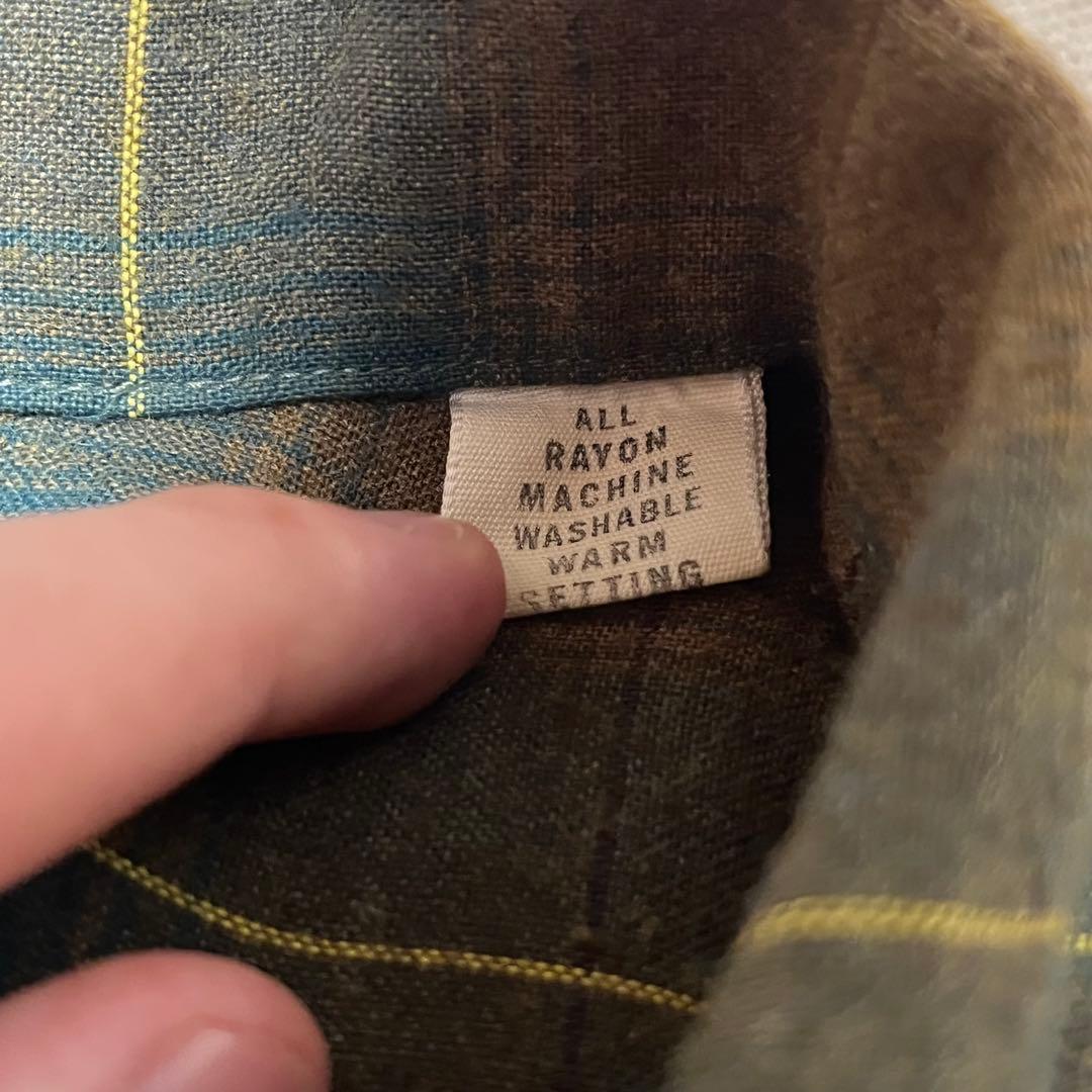 60sレーヨンシャツ オンブレチェック ヴィンテージ （ギャバジン 50s