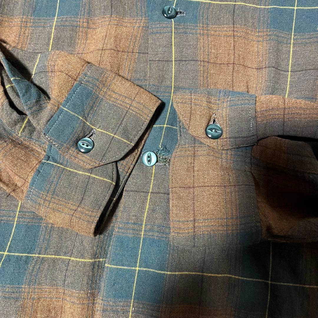 60sレーヨンシャツ オンブレチェック ヴィンテージ （ギャバジン 50s