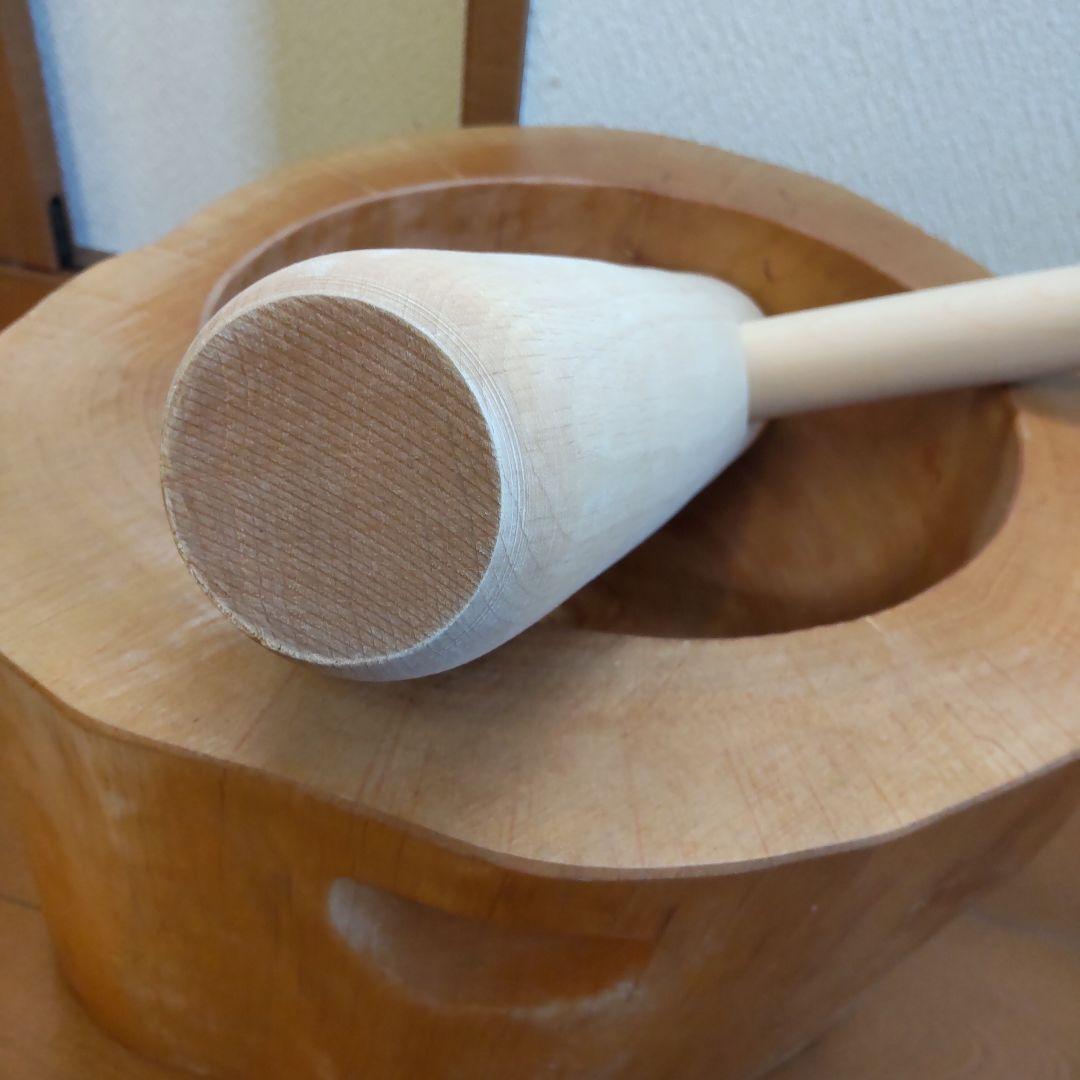 あらぽん　ミニうす　臼と杵　原木くり抜きタイプ