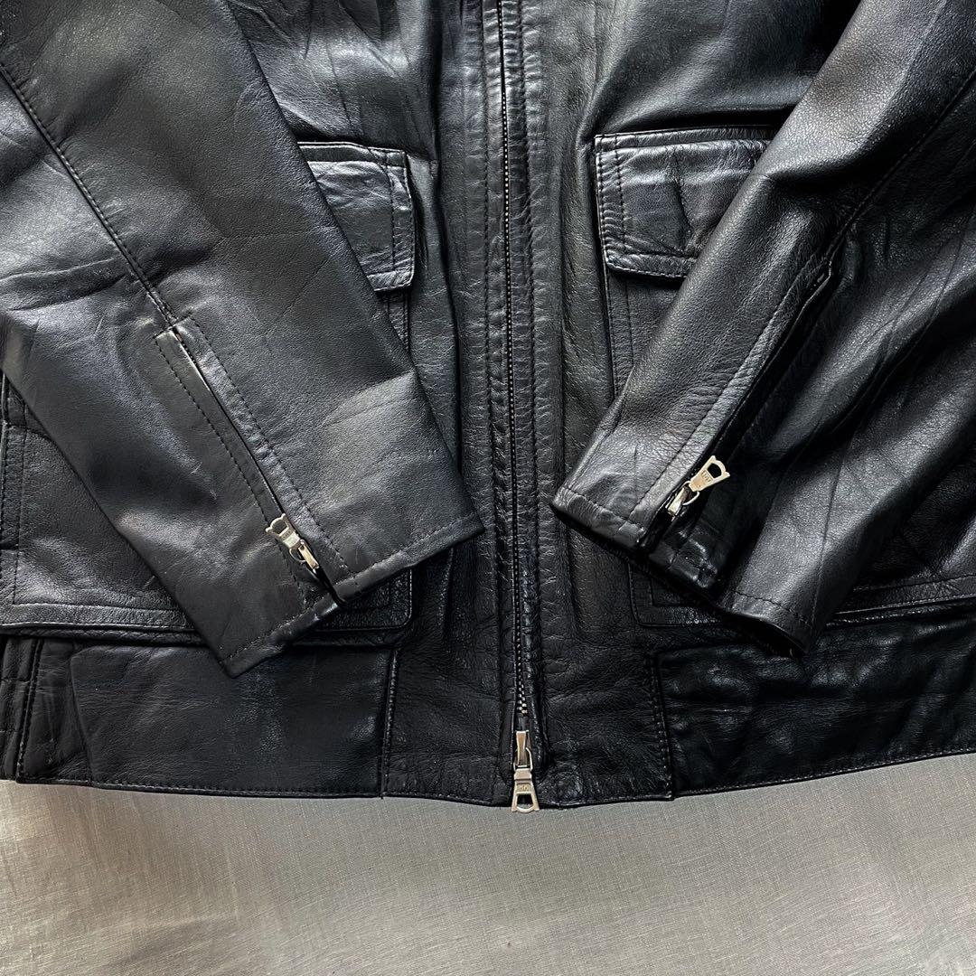 良品 ドイツ ポリスマン レザージャケット 54 ライダース モーターサイクル