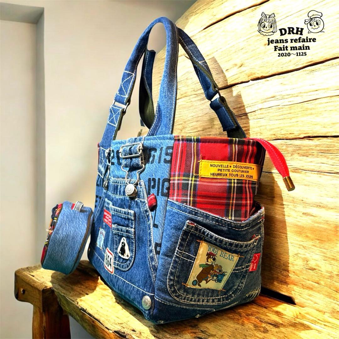 デニムリメイクバッグ An organizer bag 仕切りバッグ