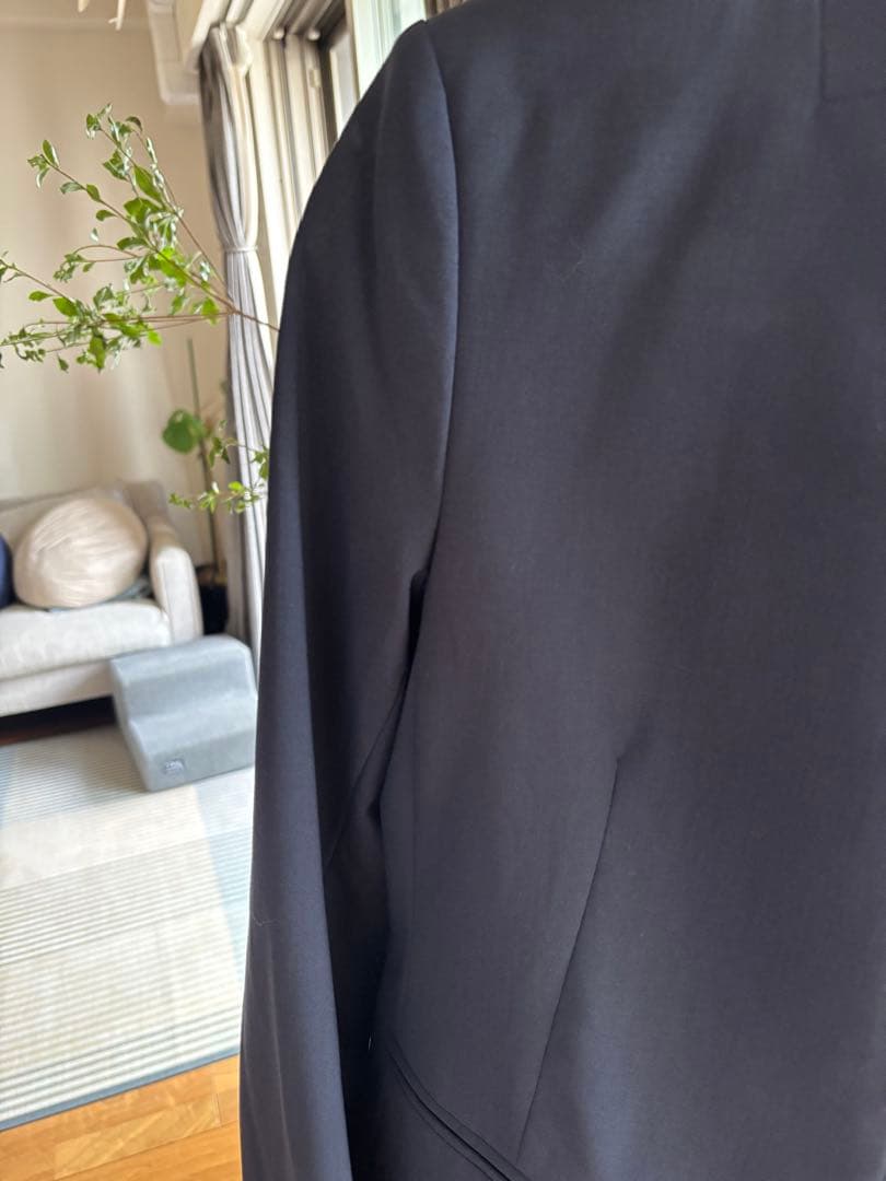【美品】セオリー　ネイビー　0 ノーカラー　パンツスーツ　LANAI