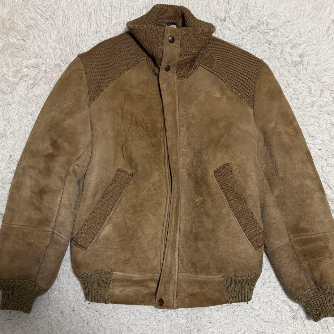 極美品Lサイズ相当　リアルムートンジャケット　ボンバージャケット　ボア裏地