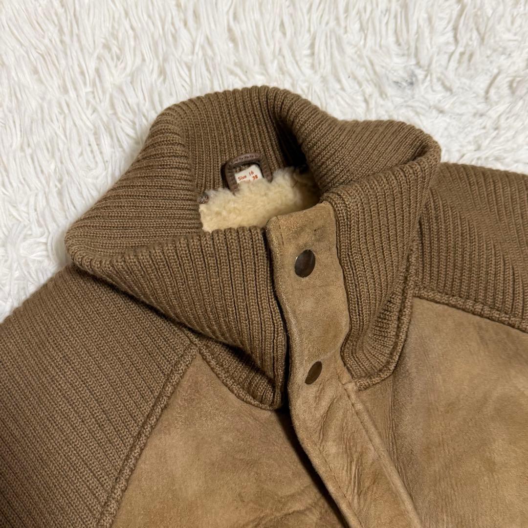 極美品Lサイズ相当　リアルムートンジャケット　ボンバージャケット　ボア裏地