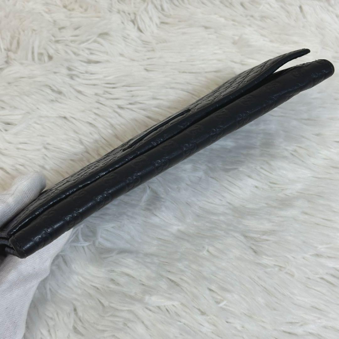 美品✨️GUCCI 長財布 マイクロシマ GG 型押し ロゴ ブラック