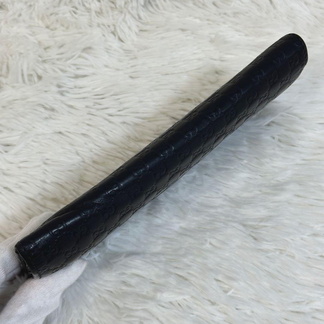 美品✨️GUCCI 長財布 マイクロシマ GG 型押し ロゴ ブラック