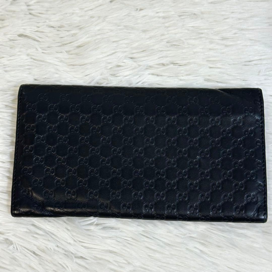 美品✨️GUCCI 長財布 マイクロシマ GG 型押し ロゴ ブラック