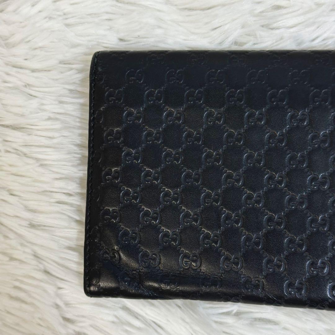 美品✨️GUCCI 長財布 マイクロシマ GG 型押し ロゴ ブラック