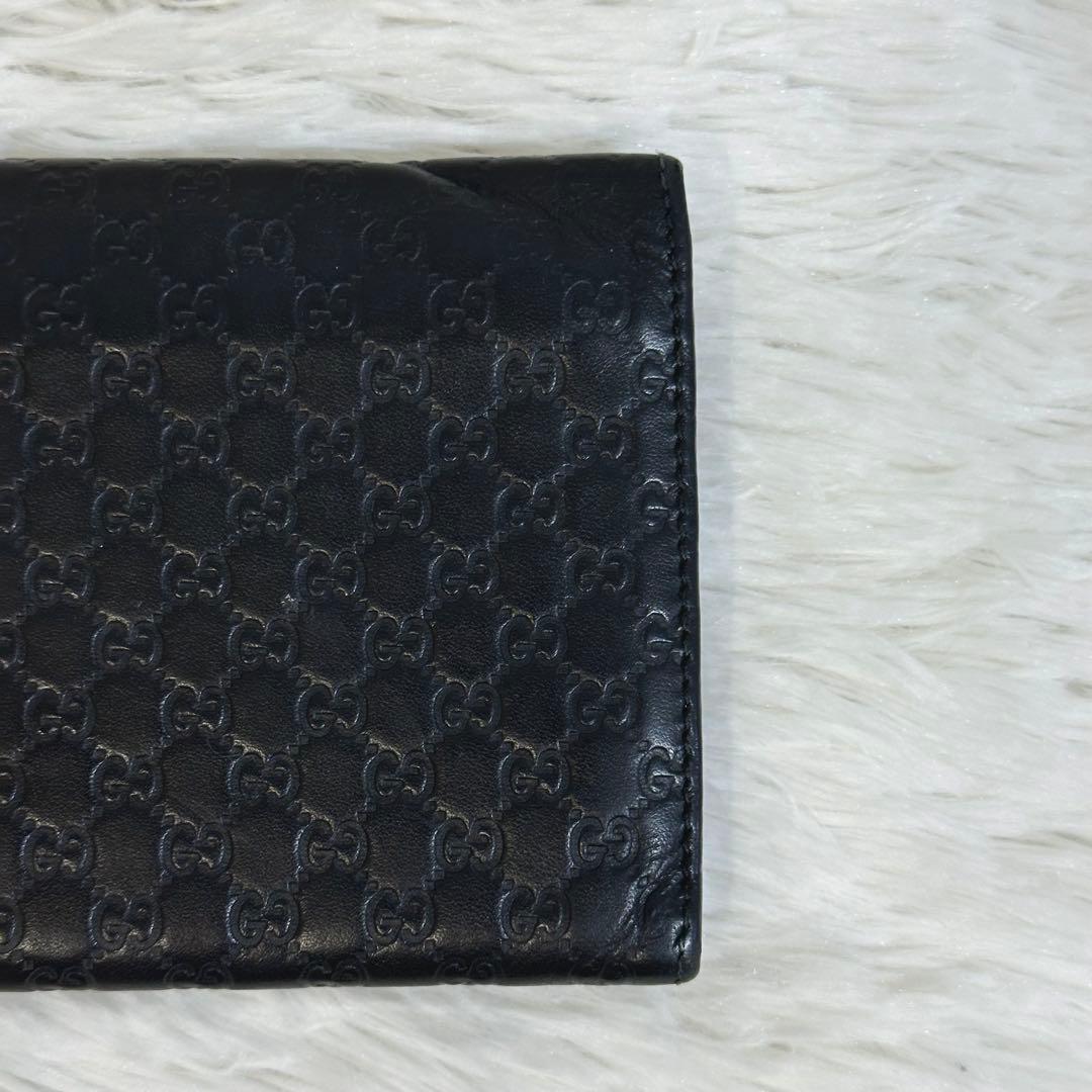 美品✨️GUCCI 長財布 マイクロシマ GG 型押し ロゴ ブラック