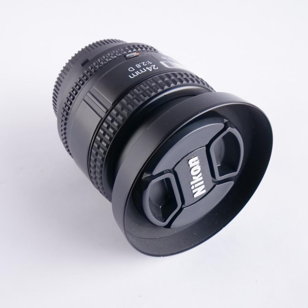 NIKKOR 24mm f/2.8 レンズ 純正フードHN-1付 美品