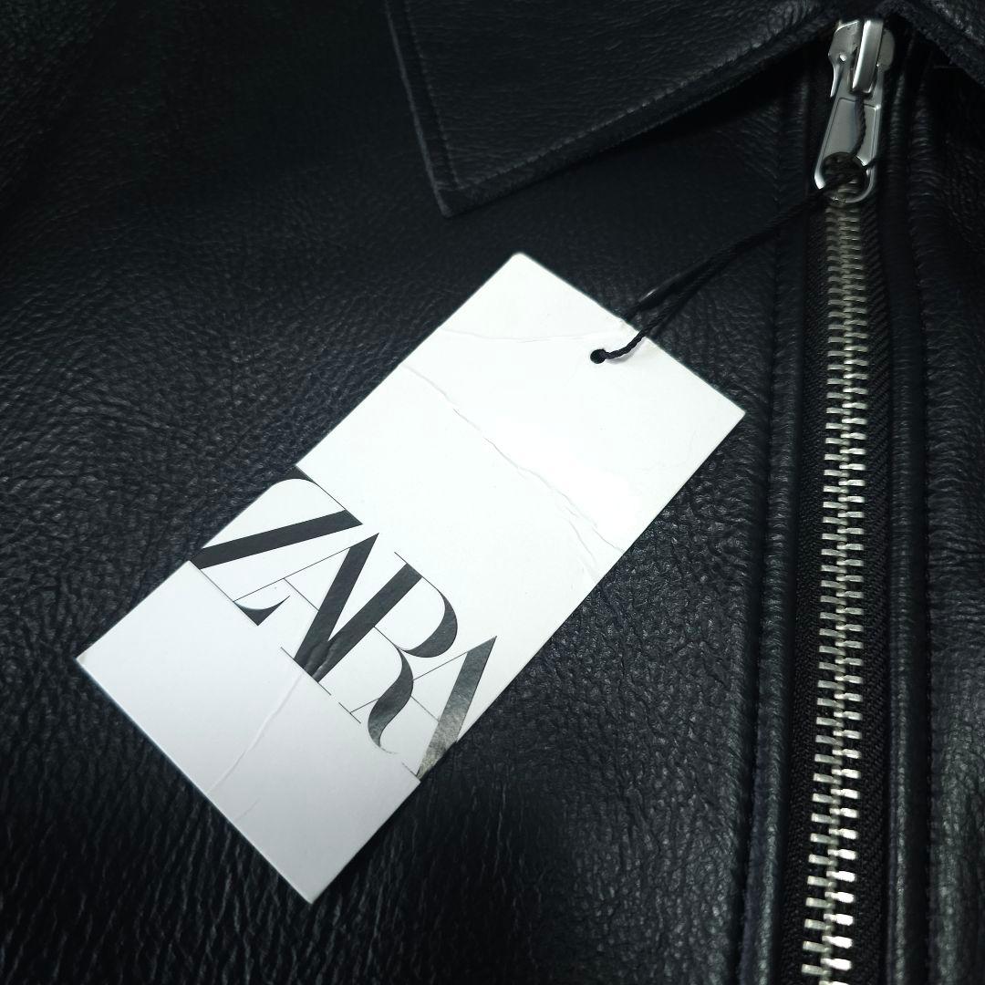 人気完売品 新品未使用【ZARA】人気フェイクレザー ブルゾンジャケットM 黒