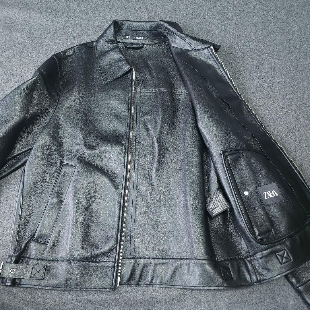 人気完売品 新品未使用【ZARA】人気フェイクレザー ブルゾンジャケットM 黒