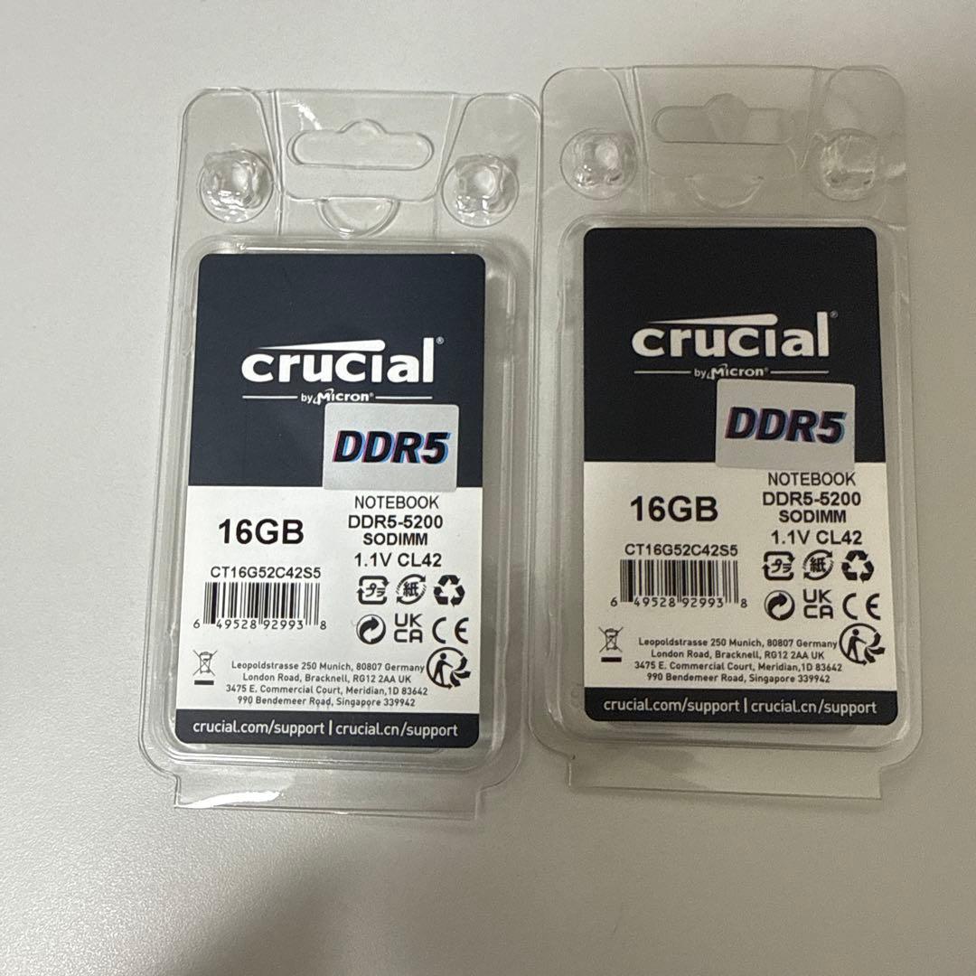 Crucial DDR5 16GB×2 SO-DIMM 5200MT/s