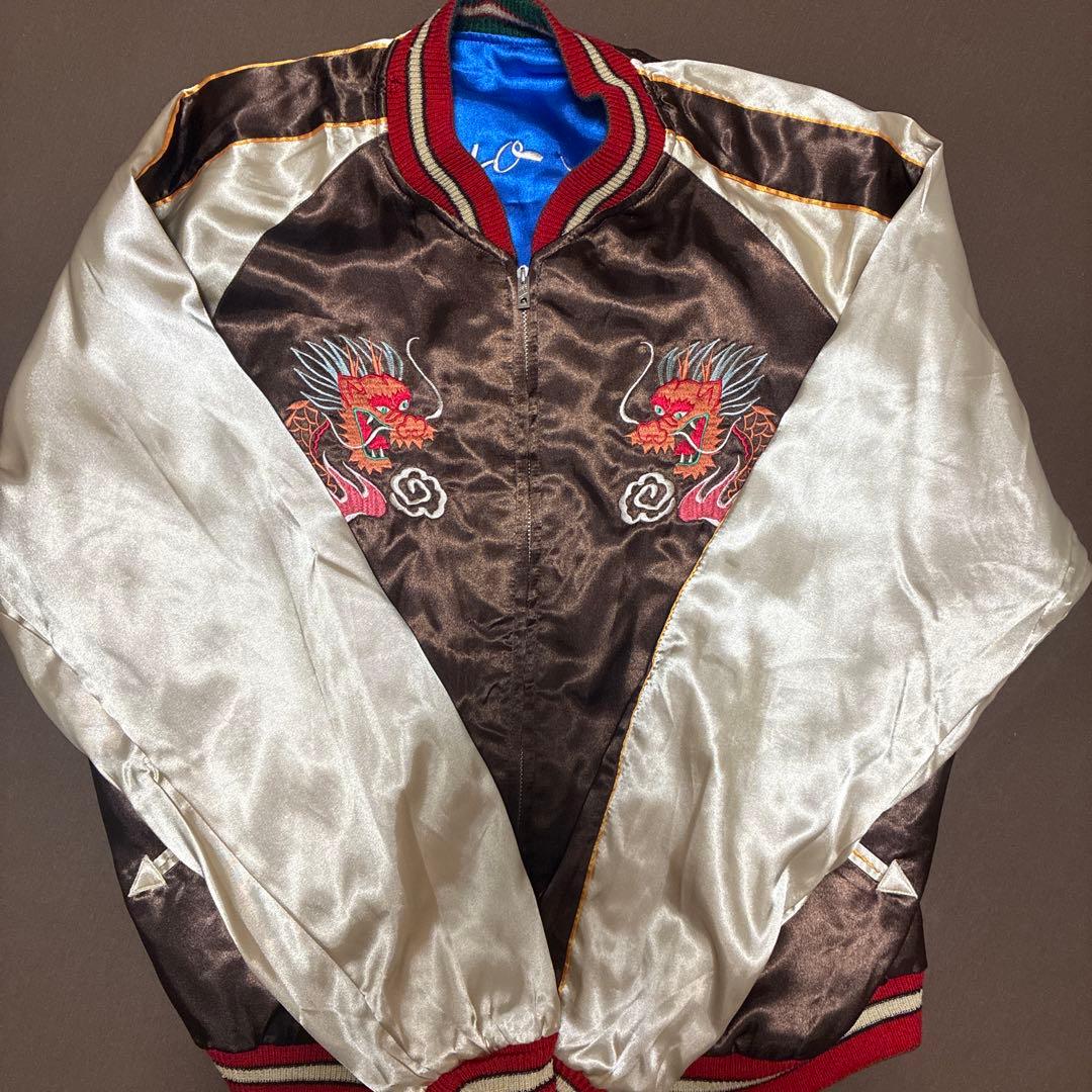 テーラー東洋 スカジャン 青 鷲刺繍