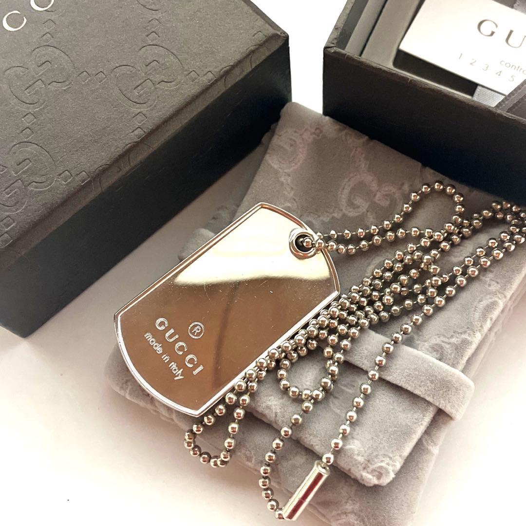 【美品】GUCCI グッチ ドッグタグ ボールチェーン ネックレス