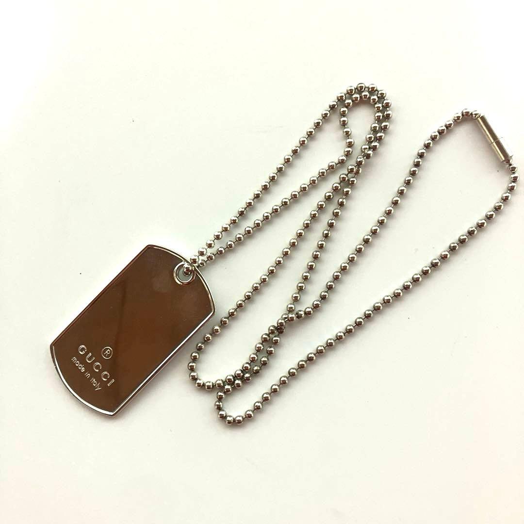 【美品】GUCCI グッチ ドッグタグ ボールチェーン ネックレス