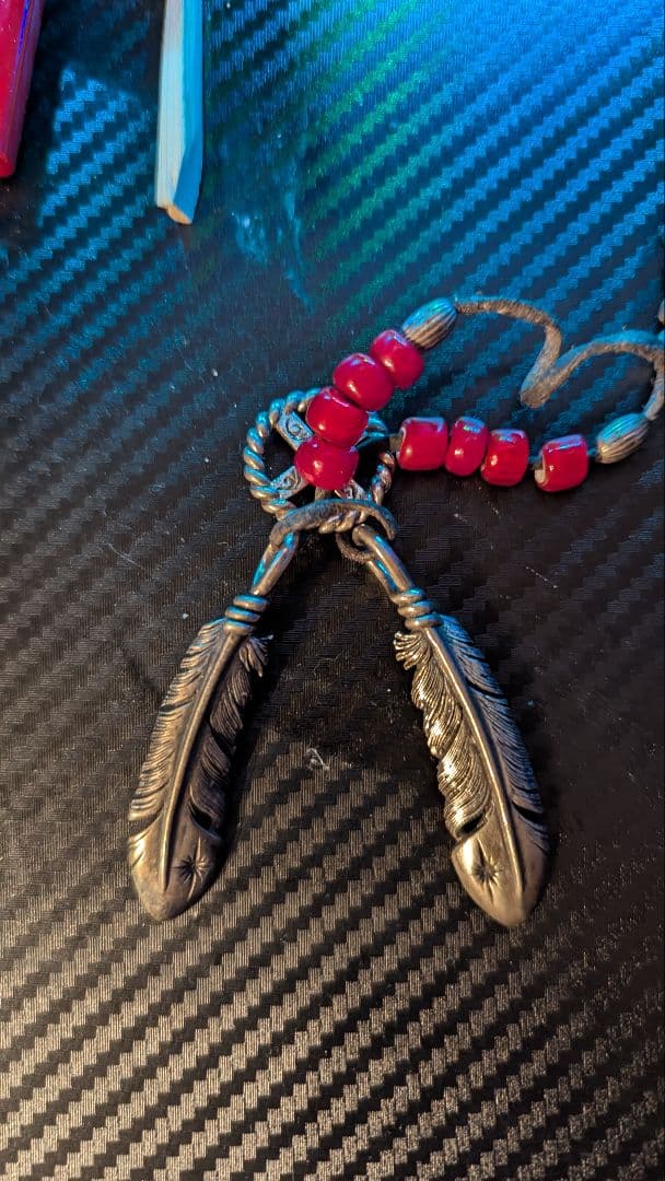 SAADフェザーネックレス　左右　シルバーアクセサリー