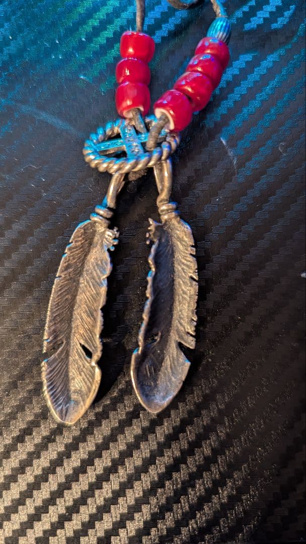 SAADフェザーネックレス　左右　シルバーアクセサリー