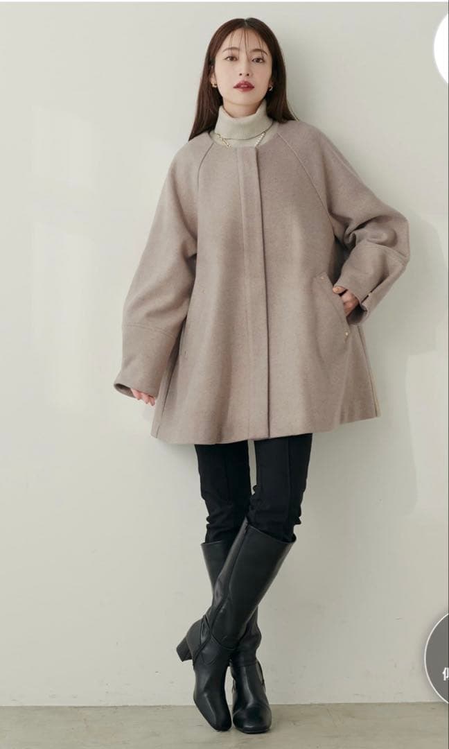 〈osono〉２WAYノーカラーコート【モカ】