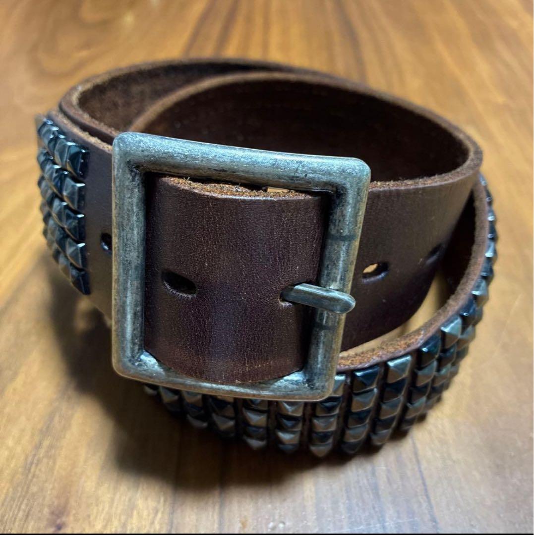 希少HTCスタッズベルト5連ピラミッド　ブラック×シルバー　vintage