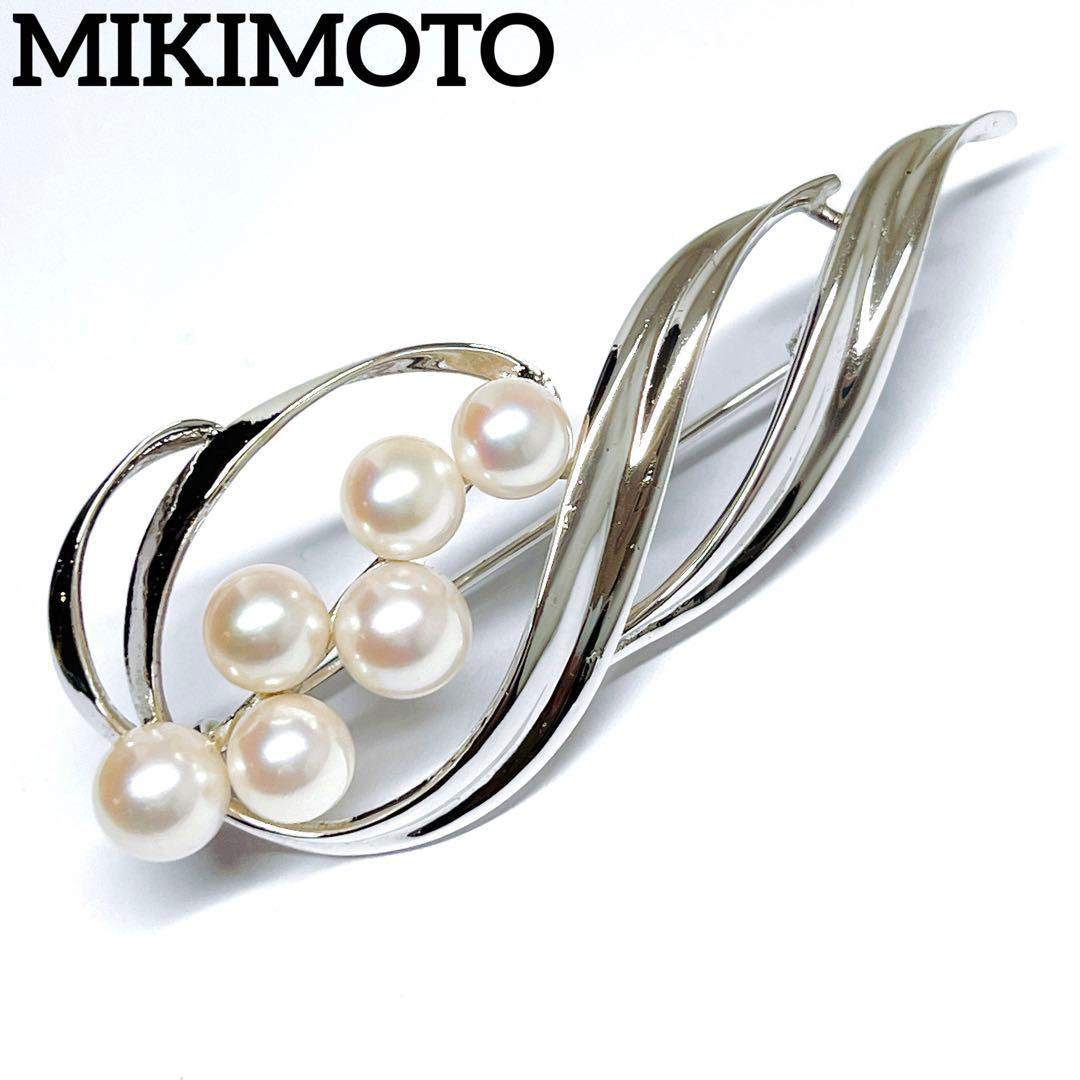 美品✨MIKIMOTO ミキモト パール　ブローチ　ピンブローチ シルバー