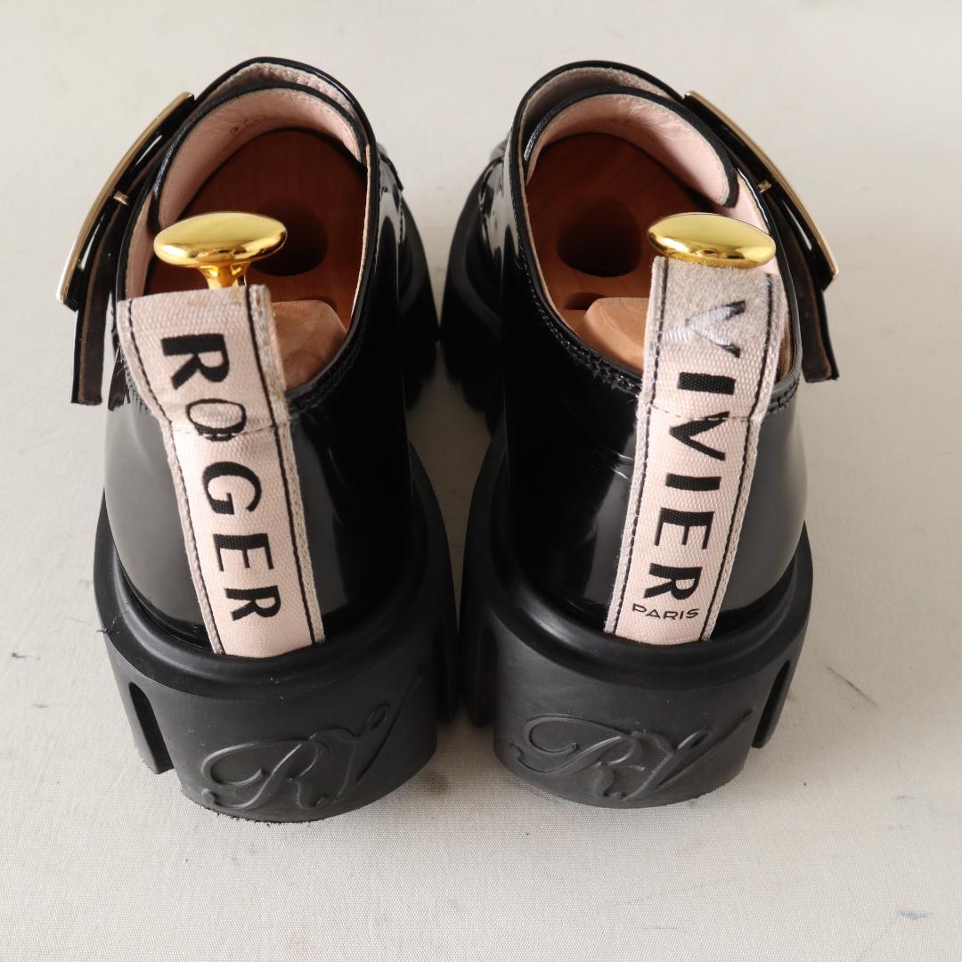 ロジェヴィヴィエ ヴィヴゴーシック厚底　黒エナメルローファー 37 24cm