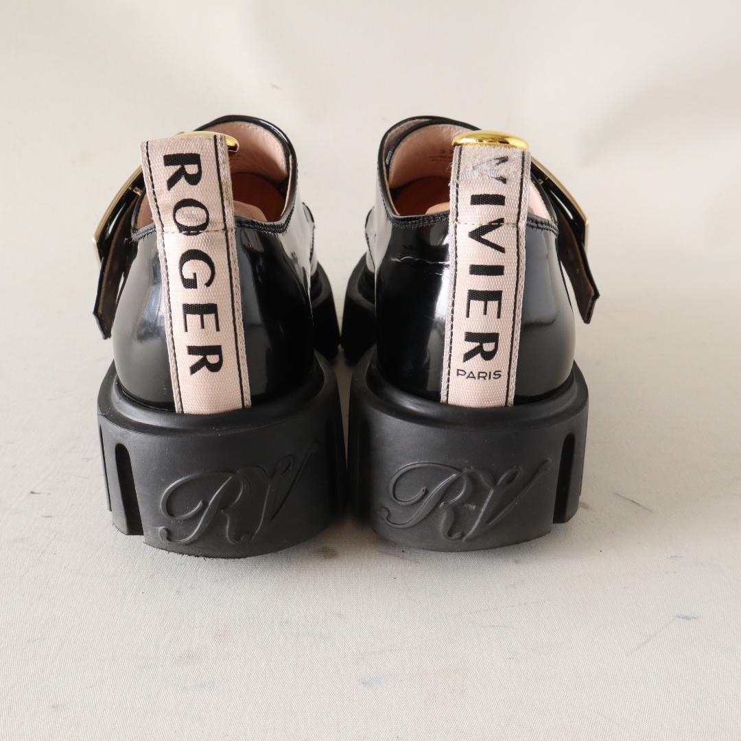 ロジェヴィヴィエ ヴィヴゴーシック厚底　黒エナメルローファー 37 24cm