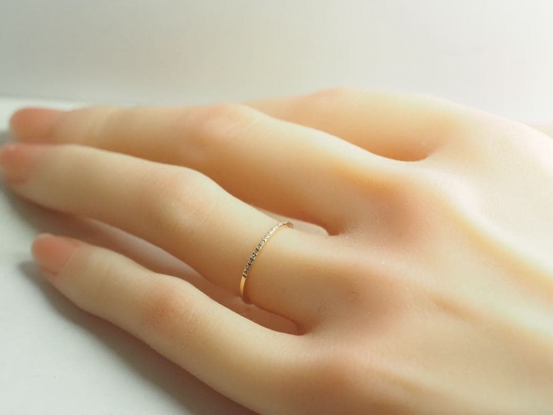 agete☆アガット　可愛い♡K10YG 天然ダイヤモンドハーフエターナルリング