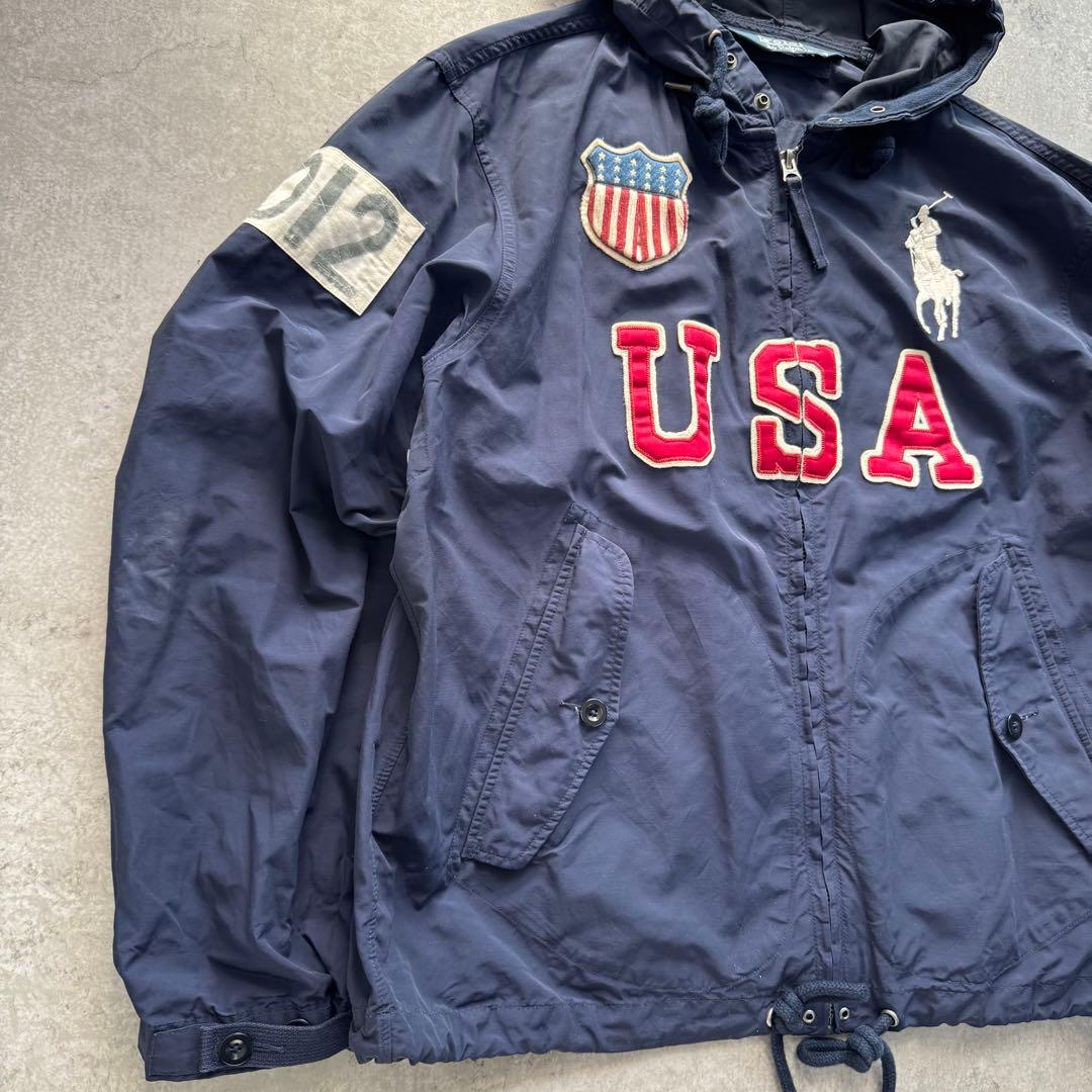 希少サイズ XL ポロバイラルフローレン ナイロンパーカー ネイビー 星条旗
