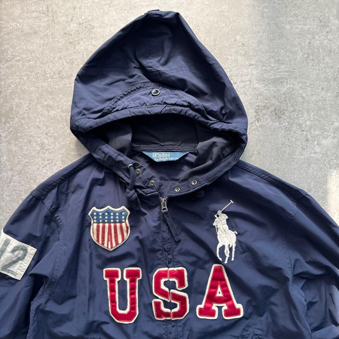 希少サイズ XL ポロバイラルフローレン ナイロンパーカー ネイビー 星条旗