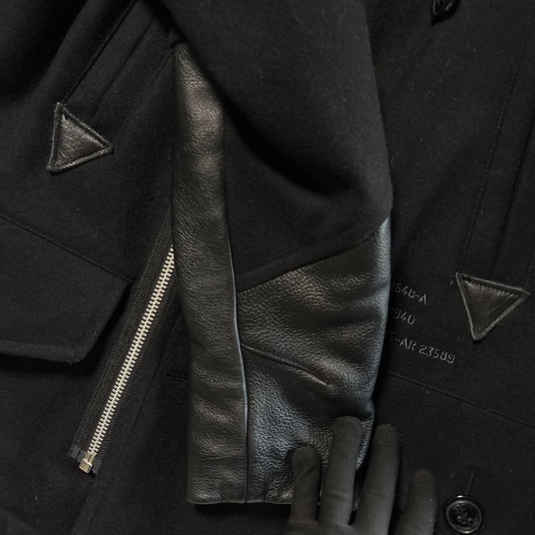 AVIREX U.S. NAVY Pコート　ライダース　ウール　レザー　ブラック