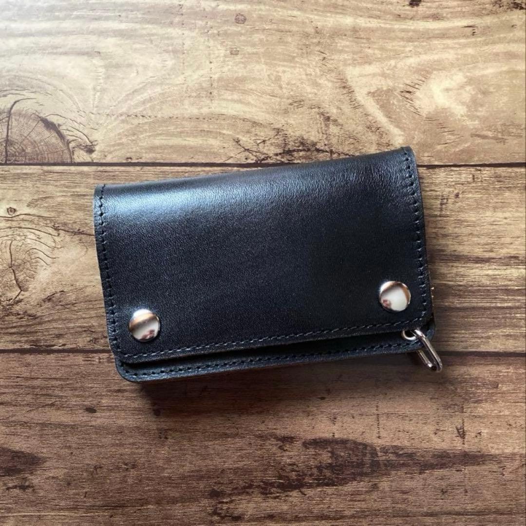 【あ】ミドルトラッカーウォレット 茶芯ブラック【お札を折らずに収納】