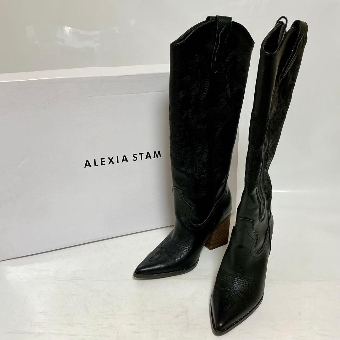 ALEXIA STAM ブラック　ロングブーツ　ウエスタンロングブーツ