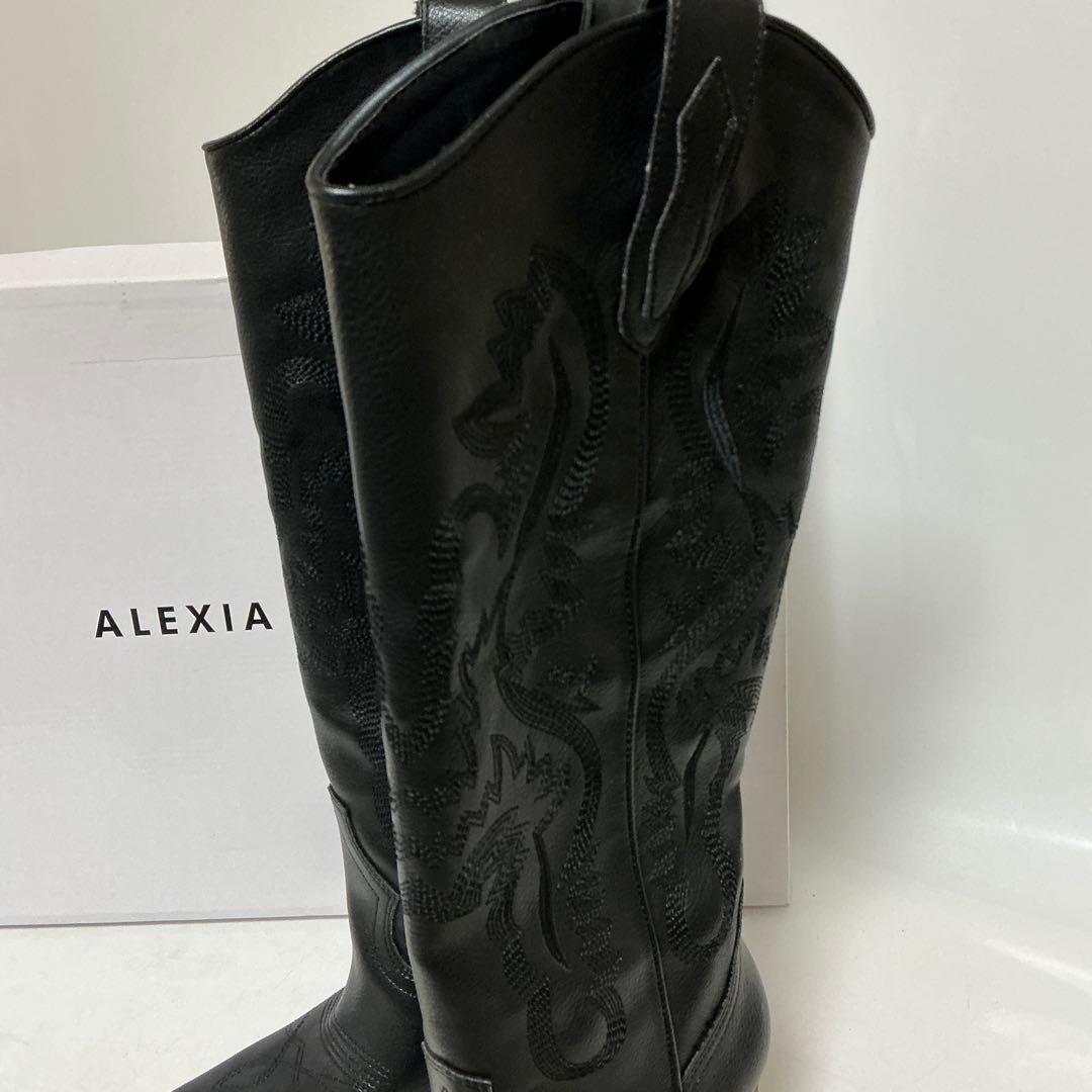 ALEXIA STAM ブラック　ロングブーツ　ウエスタンロングブーツ
