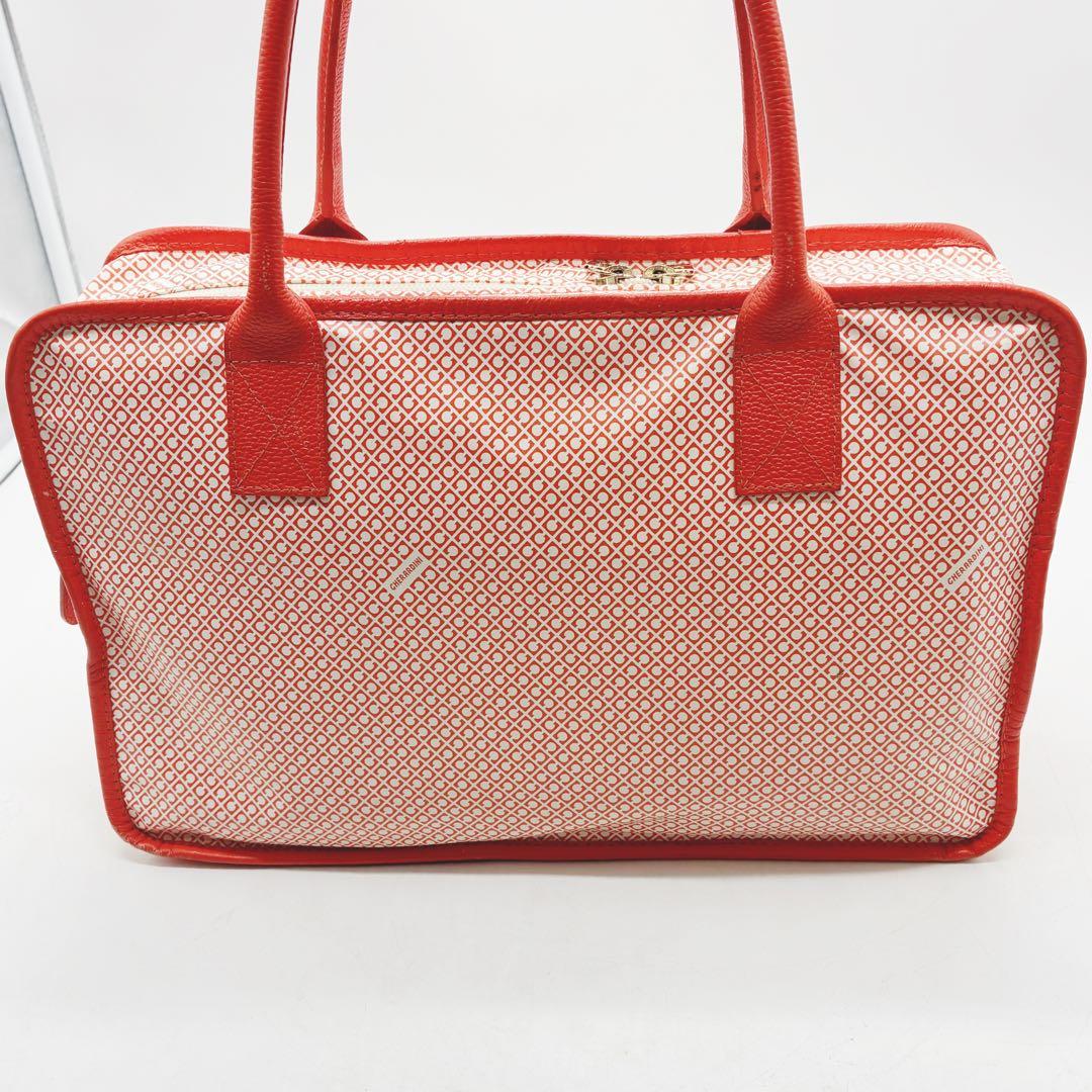 美品✨GHERARDINI ゲラルディーニ トート ソフティ 総柄 オレンジ×白