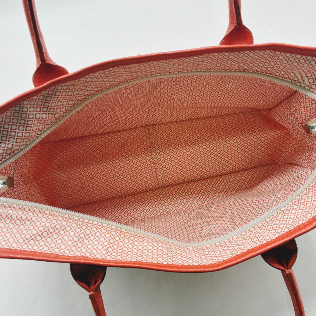 美品✨GHERARDINI ゲラルディーニ トート ソフティ 総柄 オレンジ×白