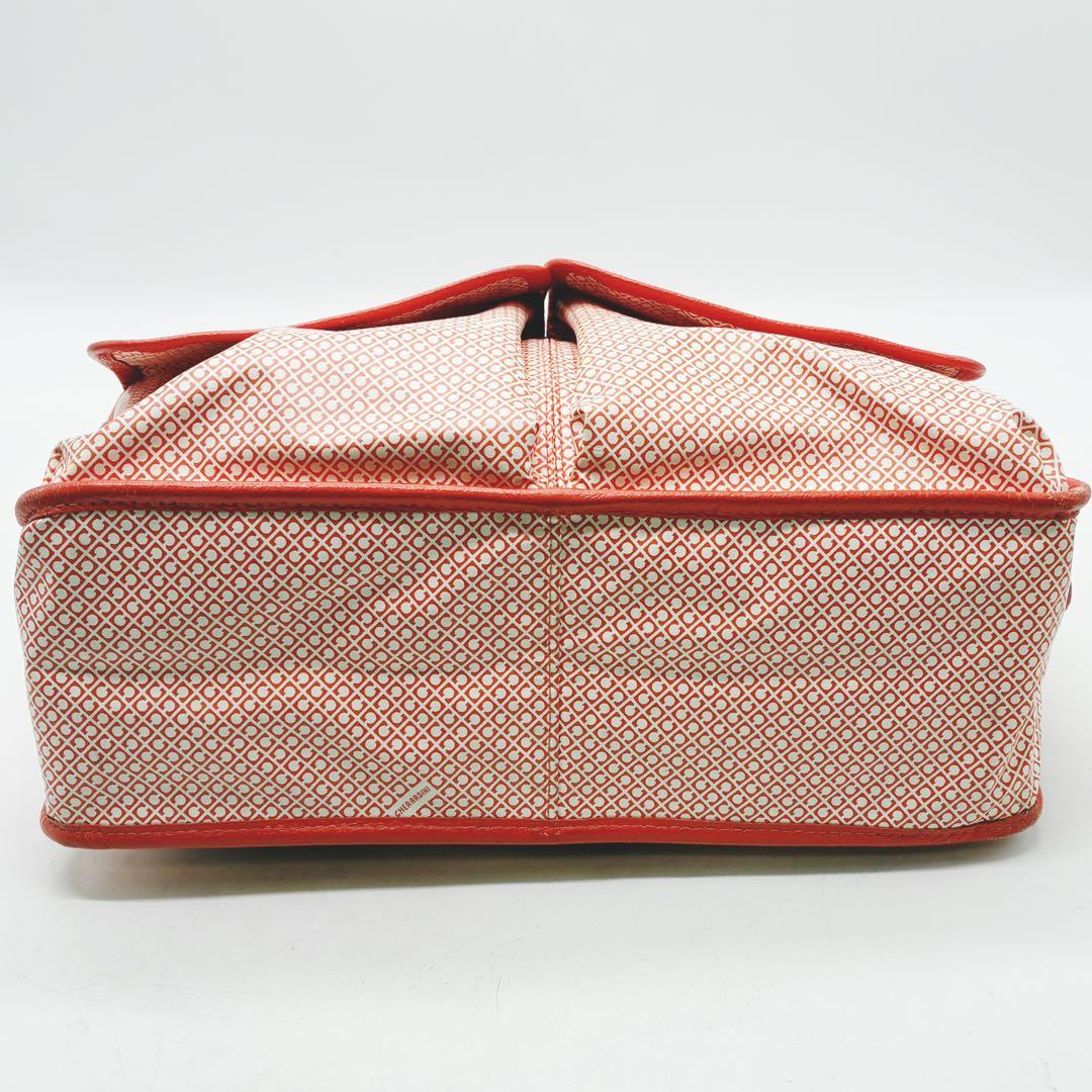 美品✨GHERARDINI ゲラルディーニ トート ソフティ 総柄 オレンジ×白