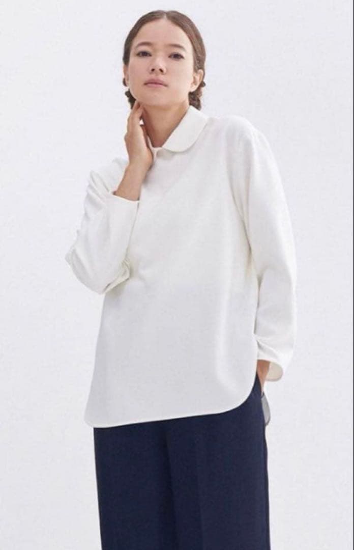 yori ダブルクロス丸襟カラーブラウス