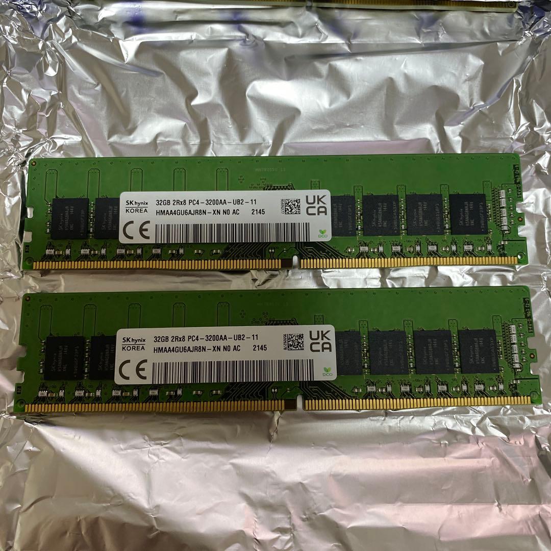 【動作品】SK hynix 64GB (2×32GB)DDR4 3200 メモリ